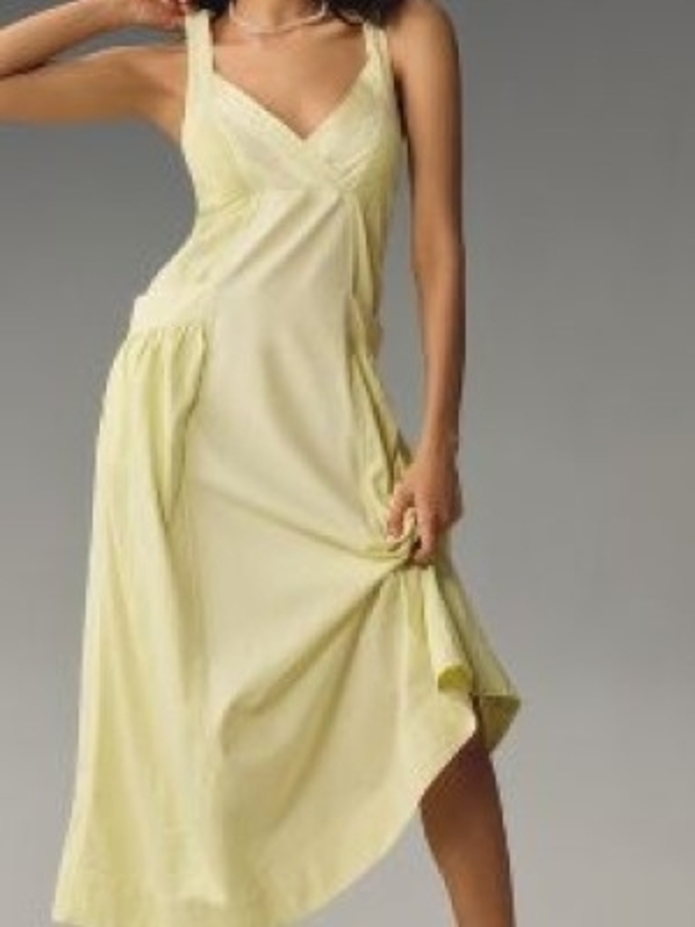Light Yellow V-Neck Maxi Slip Dress - Brand: